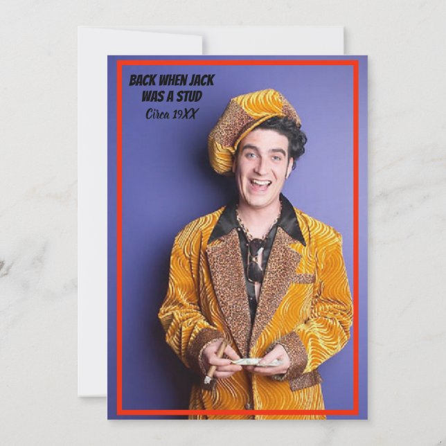 Invitación 50.ª tarta de cumpleaños en la foto de MIlestone d (Reverso)