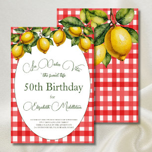 Invitación 50.ª temática italiana Patrón blanco limón rojo
