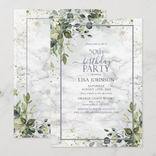 Invitación 50.ª vegetación de eucaliptos azules de cumpleaños
