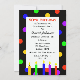 Invitación 50.ª Velas y puntos de la fiesta de cumpleaños