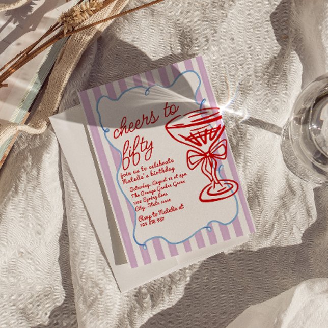 Invitación 50.ª Vidrio Colorida De Champagne Cincuenta Años (Subido por el creador)