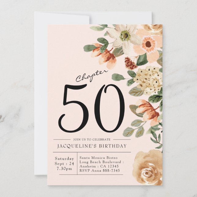 Invitación 50.ª Vintage Floral (Anverso)