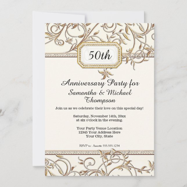 Invitación 50.º 50º Aniversario del Oro Morado de Arte Nouvea (Anverso)