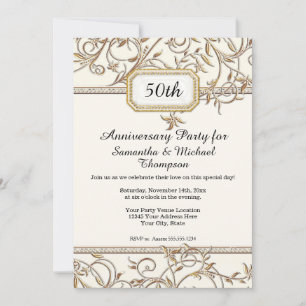 Invitación 50.º 50º Aniversario del Oro Morado de Arte Nouvea
