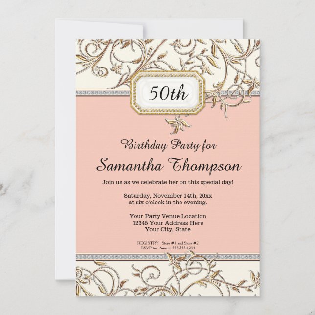 Invitación 50.º 50 Aniversario del Día del Oro Rosa (Anverso)