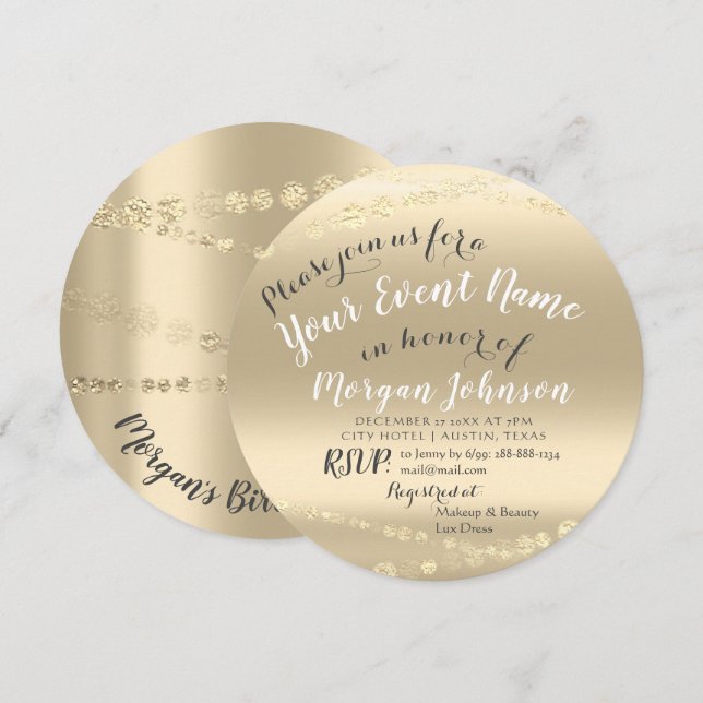 Invitación 50.º 60.º 70.º 80 cumpleaños Confetti Gold (Anverso / Reverso)