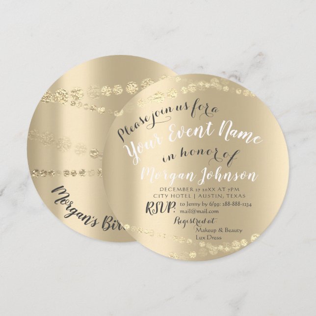 Invitación 50.º 60.º 70 cumpleaños Confetti Gold (Anverso / Reverso)