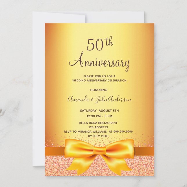 Invitación 50.º aniversario boda arco metálico (Anverso)