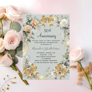 Invitación 50.º aniversario boda arcos de oro floríferos amar
