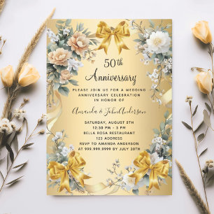 Invitación 50.º aniversario boda arcos de oro floríferos amar