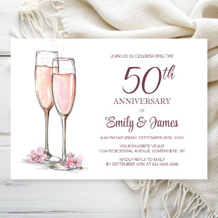 Invitación 50.º Aniversario Boda Champagne