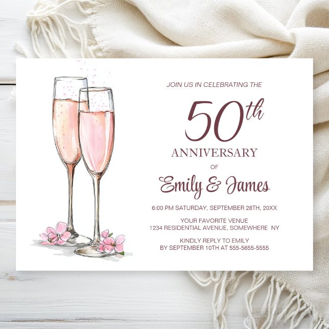 Invitación 50.º Aniversario Boda Champagne (Subido por el creador)