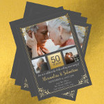 Invitación 50.º aniversario Boda con marco personalizado<br><div class="desc">50 Aniversario Boda con fotograma Fotos Gris y Oro Personalizadas de Ricaso ...  ideal para aniversarios</div>