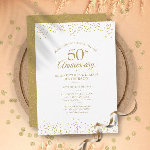 Invitación 50.º Aniversario Boda de la Polvo de Oro Confetti
