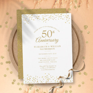 Invitación 50.º Aniversario Boda de la Polvo de Oro Confetti