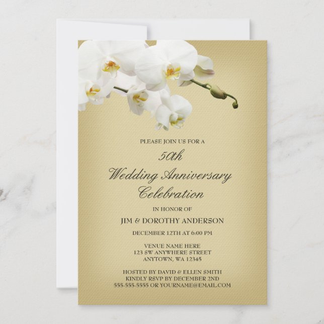 Invitación 50.º Aniversario Boda de la Vieja Orquídea Blanca (Anverso)
