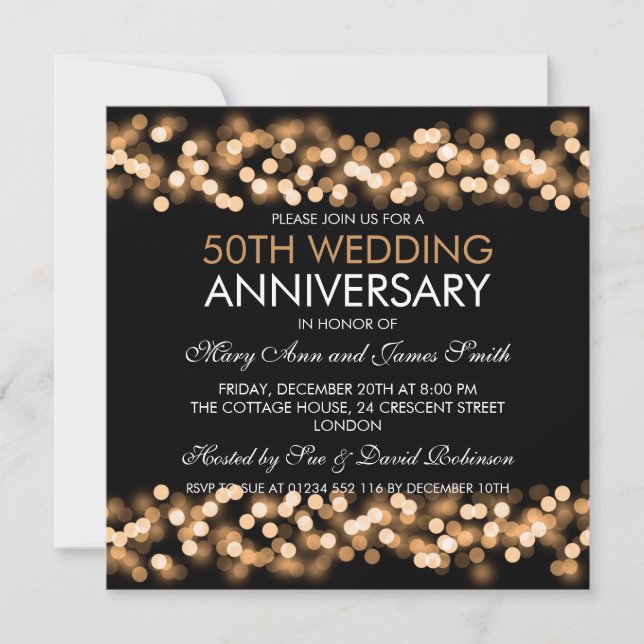 Invitación 50.º Aniversario Boda de Oro Hollywood Glam (Anverso)
