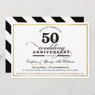 Invitación 50.º ANIVERSARIO BODA elegante de oro negro invita
