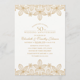 Invitación 50.º Aniversario Boda Elegante Lugar de Oro