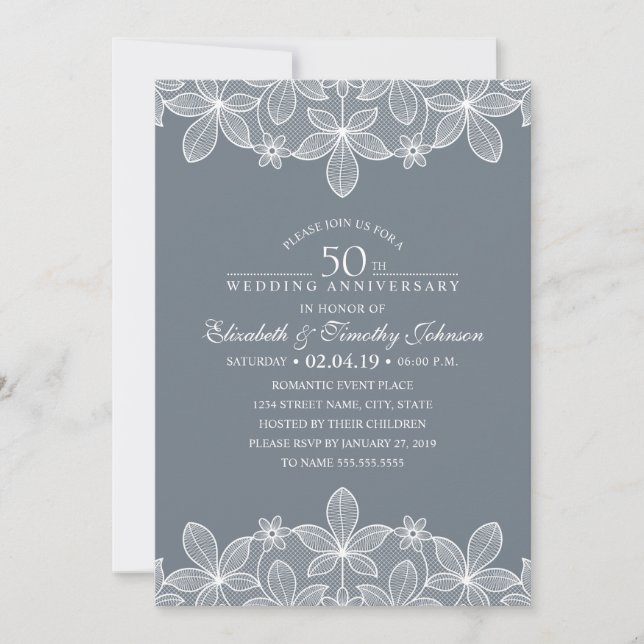 Invitación 50.º Aniversario Boda Elegante Lujo (Anverso)