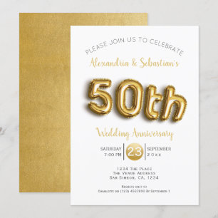 Invitación 50.º Aniversario Boda Faux Gold personalizado