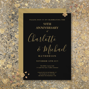 Invitación 50.º Aniversario Boda Firma de oro negro