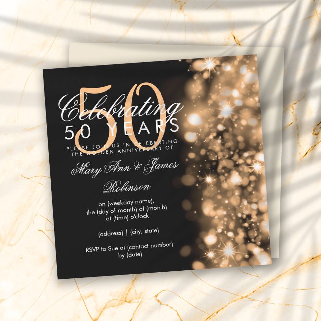 Invitación 50.º Aniversario Boda Glam Sparkles Gold (Subido por el creador)
