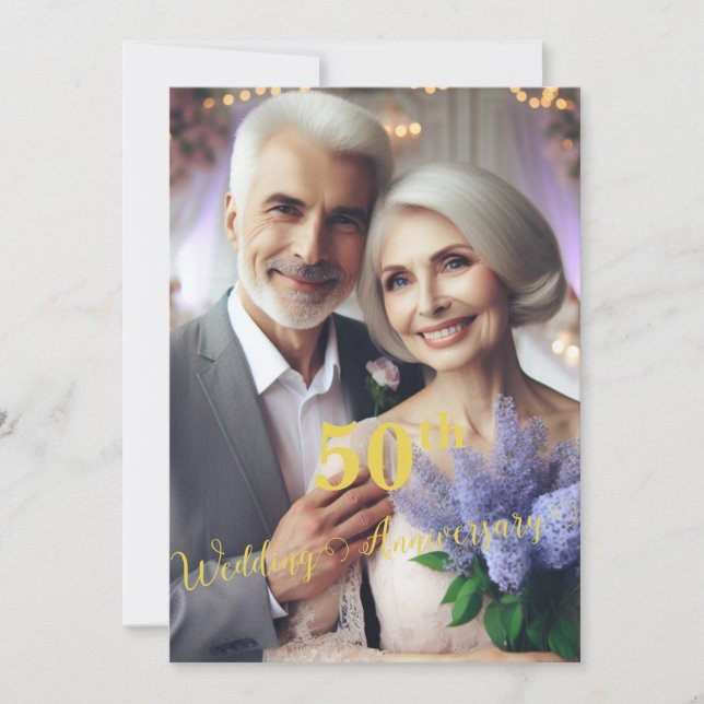 Invitación 50.º aniversario boda Lilac Vineyard | Foto (Anverso)