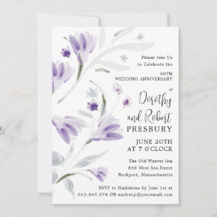 Invitación 50.º Aniversario Boda Morado Floral