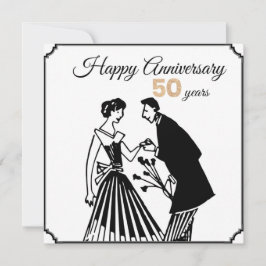 Invitación 50.º Aniversario Boda Negro y Blanco Elegante