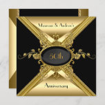 Invitación 50.º Aniversario Boda Oro elegante<br><div class="desc">Art Deco 50 Aniversario Oro Corazón Dorado Negro. El Oro Del 50° Aniversario Boda Del Oro Negro Dorado. Elegante. Zizzago creó este diseño con derechos de autor Este estilo de diseño tiene derechos de autor © Content and Designs © 2000-2014 Zizzago™ (Marca comercial) y sus licenciantes</div>