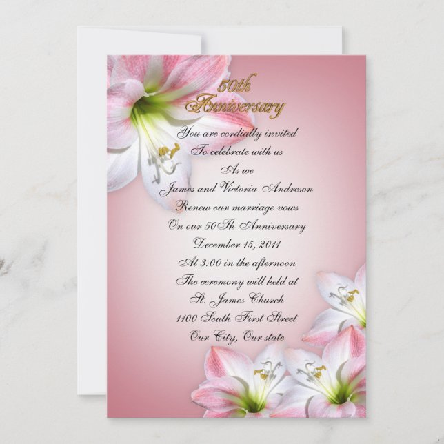 Invitación 50.º aniversario Boda renovación de la promesa ama (Anverso)