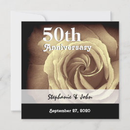 Invitación 50.º Aniversario Boda Rosa de oro elegante A01B