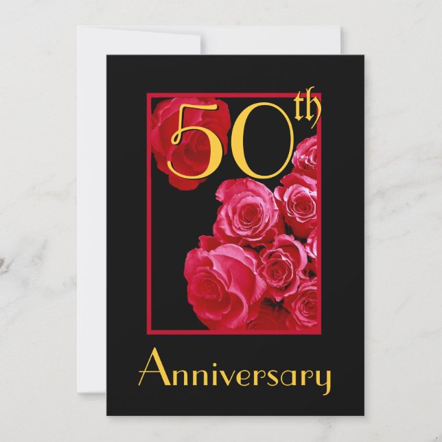 Invitación 50.º Aniversario Boda Roses ROJOS (Anverso)