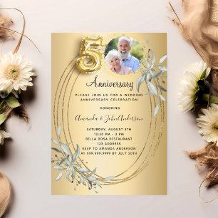 Invitación 50.º aniversario de boda de la vegetación de la fo
