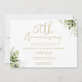 Invitación 50.º aniversario de Boda de oro guión de foto flor