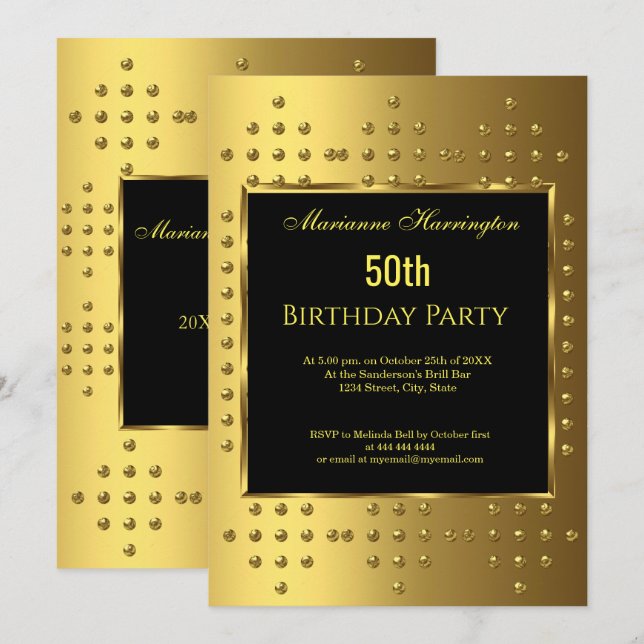 Invitación 50.º aniversario de cumpleaños (Anverso / Reverso)