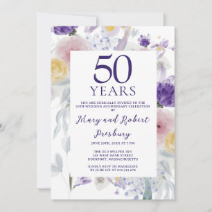 Invitación 50.º Aniversario de la Floral Púrpura Rosa