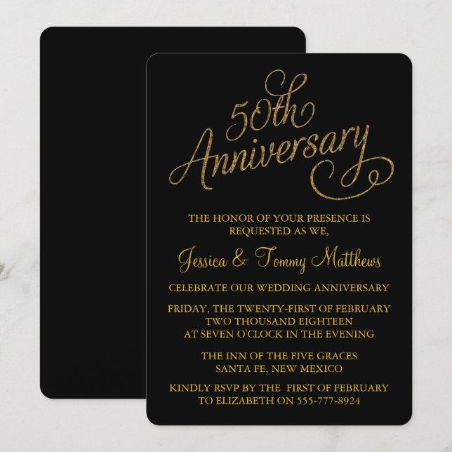 Invitación 50.º Aniversario de los Bodas de Oro (Anverso / Reverso)