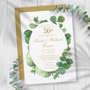 Invitación 50.º Aniversario de Oro Eucalyptus Boho Greenery