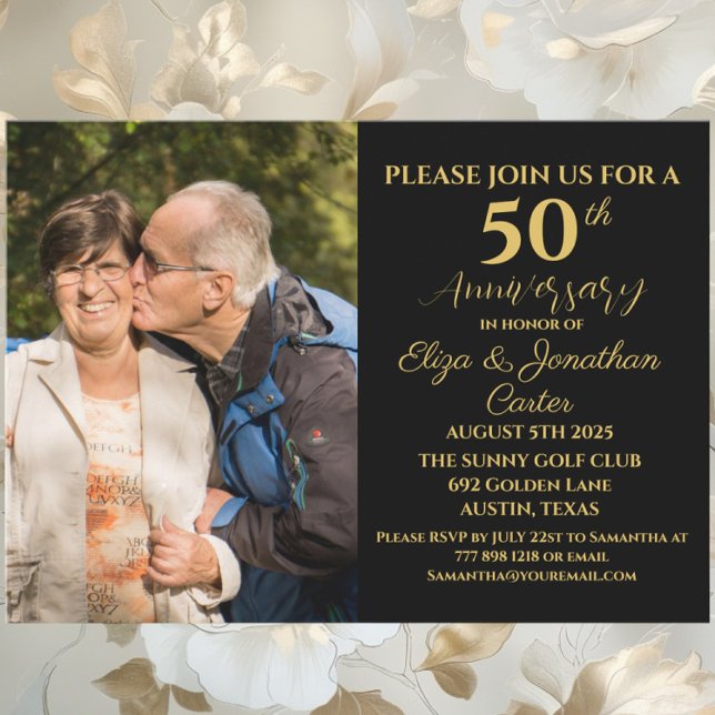 Invitación 50.º Aniversario de Oro Sorpresa Fiesta Purpurina (Subido por el creador)