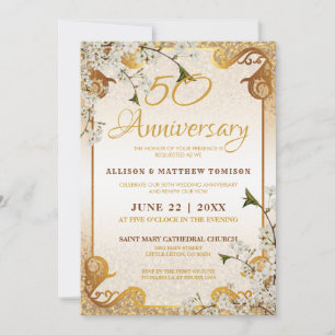 Invitación 50.º Aniversario del Boda de la Flora del Purpurin