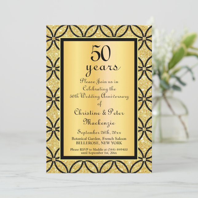 Invitación 50.º Aniversario del Boda de Oro (Anverso de pie)