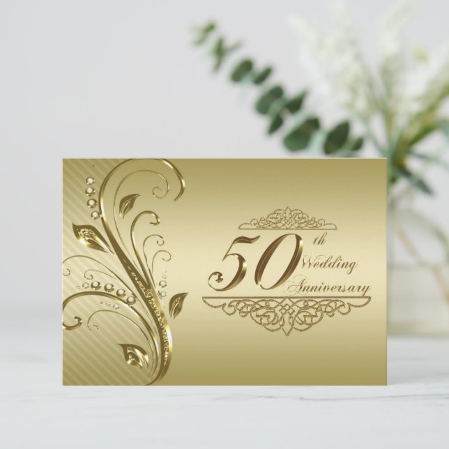 Invitación 50.º Aniversario del Boda de Oro (Anverso de pie)