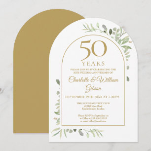 Invitación 50.º Aniversario del Boda de Oro Arco verde