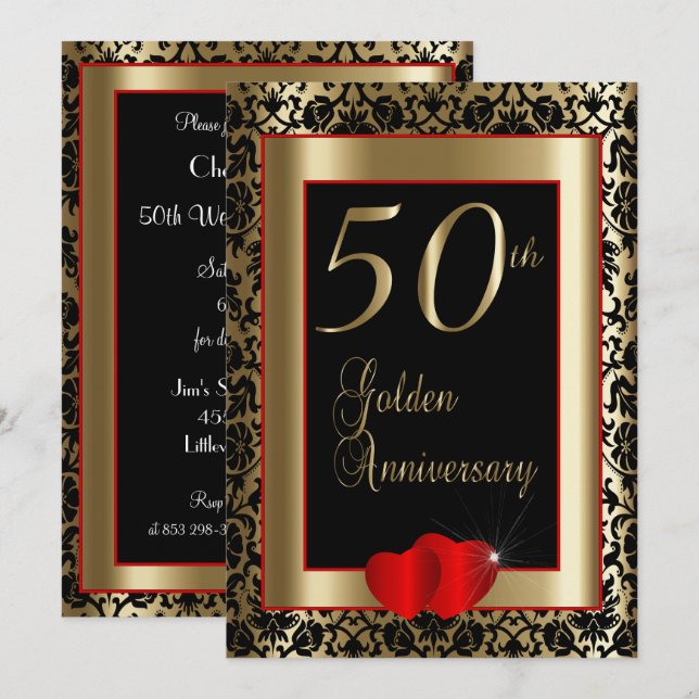 Invitación 50.º Aniversario del Boda de Oro | DIY Textos (Anverso / Reverso)