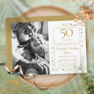 Invitación 50.º Aniversario del Boda de Oro. Fotografía verde