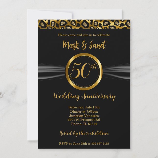 Invitación 50.º Aniversario del Boda de Oro | Leopardo (Anverso)