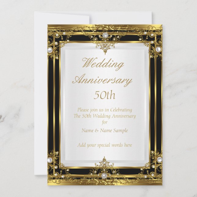 Invitación 50.º Aniversario del Boda Perla Blanca Negra 2 (Anverso)