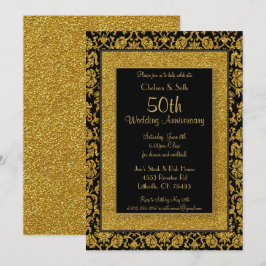 Invitación 50.º Aniversario del Boda Purpurina de Oro